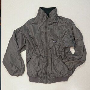 Patagonia gray nylon jacket, green fleece lining - vintage 1990s